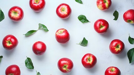 Red apples on white background