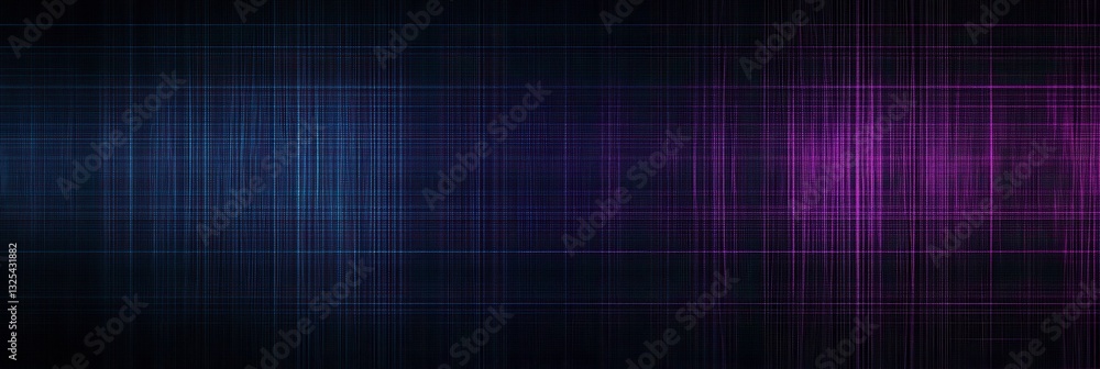 Fototapete Abstract digital pattern featuring glowing blue and purple neon lines with a dark gradient background for modern design applications
