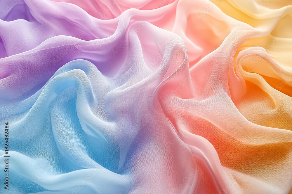 Poster soft flowing fabric with a gradient of colorful pastel hues