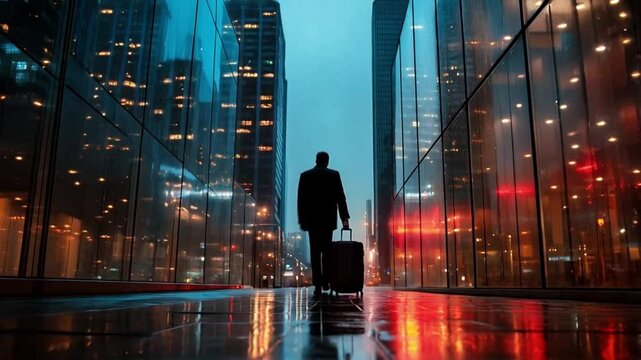 The businessman walked briskly through the airport, confidently carrying his black suitcase, ready for an important trip that would take him to a business meeting in another city.