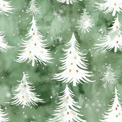 Obraz premium Christmas Tree Background, Green Watercolor Wash