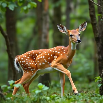 Ciervos libres en el bosque azul.