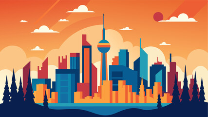 The skyline once a source of pride for the city now served as a reminder of the urgent need to address climate change and its connection to pollution.. Vector illustration