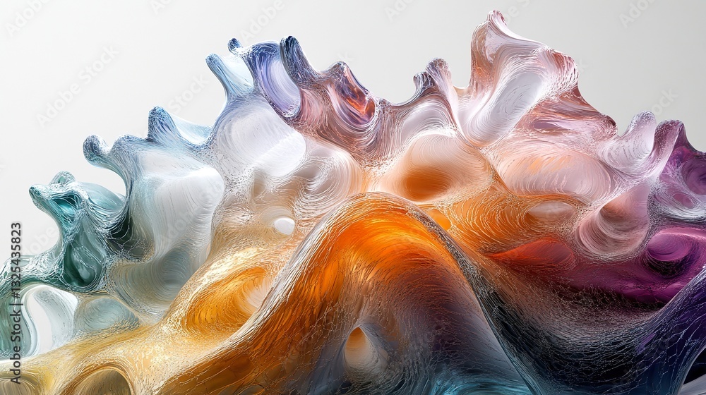 Poster abstract three dimensional color pattern with fluid and organic shapes