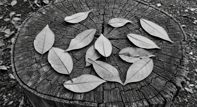 Fallen Leaves on Weathered Wood - Powered by Adobe