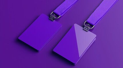  mockup display purple id card Lanyard realistic