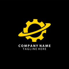 orbit gear logo design vector