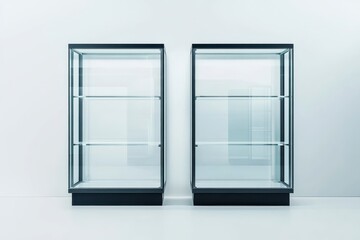 Obraz premium Modern Glass Display Cabinets for Retail and Home Showcase Spaces
