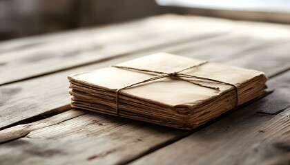 Vintage Documents on Wooden Table