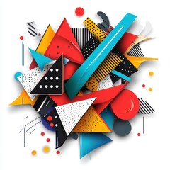 Obraz premium Colorful Abstract Composition of Geometric Shapes and Patterns