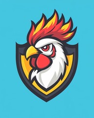 Obraz premium illustration of a rooster logo, framed by a shield