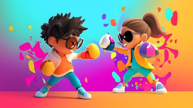 Cartoon Boxing Kids