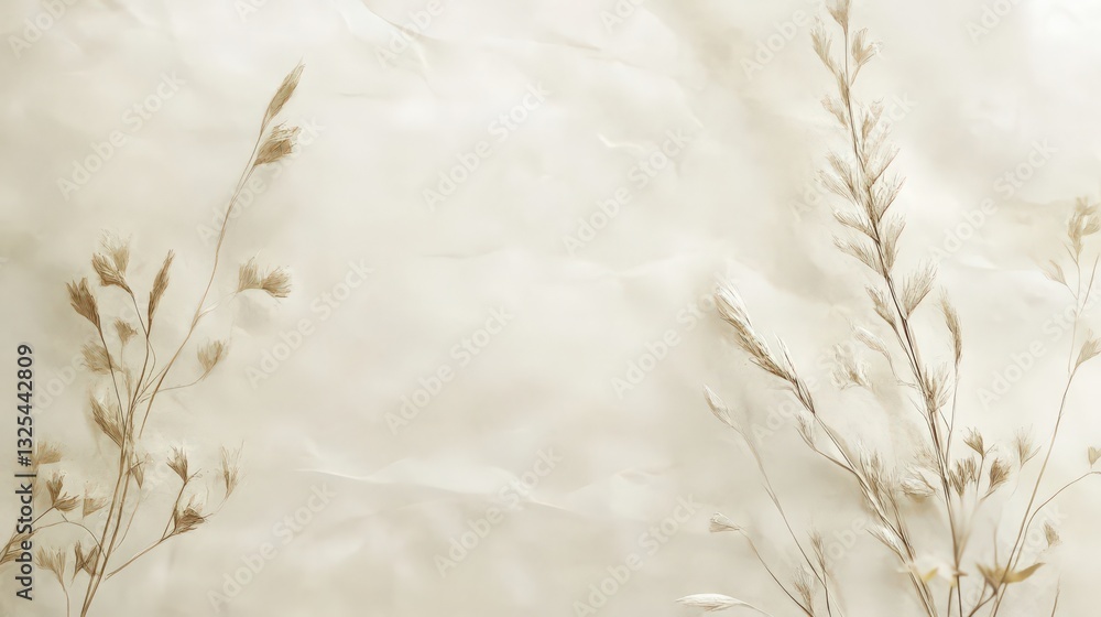 Poster elegant botanical arrangement with creamy textured background design element