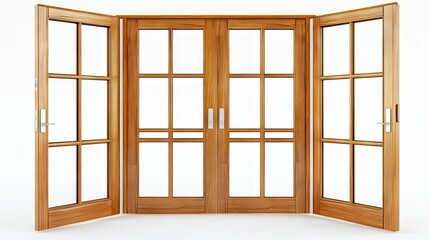 Obraz premium Glass and wood folding doors harmonizing modern and classic design.