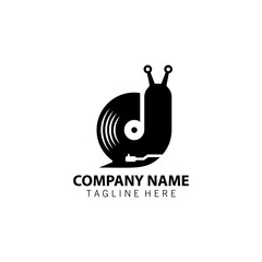 snail vinyl record logo design vector