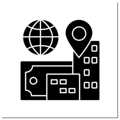 Reverse globalization glyph icon. Integration of economies and financial markets. Deglobalisation concept. Filled flat sign. Isolated silhouette vector illustration