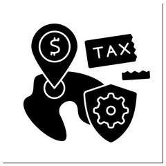 Protectionism glyph icon. Protects domestic companies and production. Low or canceled taxication for local industries. Deglobalisation concept.Filled flat sign. Isolated silhouette vector illustration
