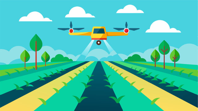 With the help of drone mapping farmers are able to create precise variable rate seeding maps resulting in optimal plant spacing and increased yields.. Vector illustration