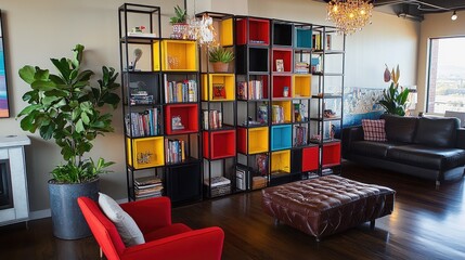 Portable cube bookshelf system perfect for flexible workspace setups.