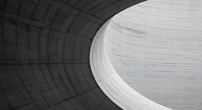 Concrete wall curve Architecture details Grey texture background Monochrome