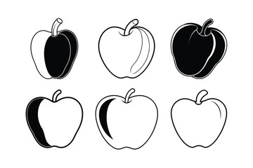 Cashew Apple – Anacardium occidentale fruits silhouette and line art vector illustration