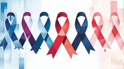 Awareness campaign for health ribbons public spaces graphic design colorful environment side view