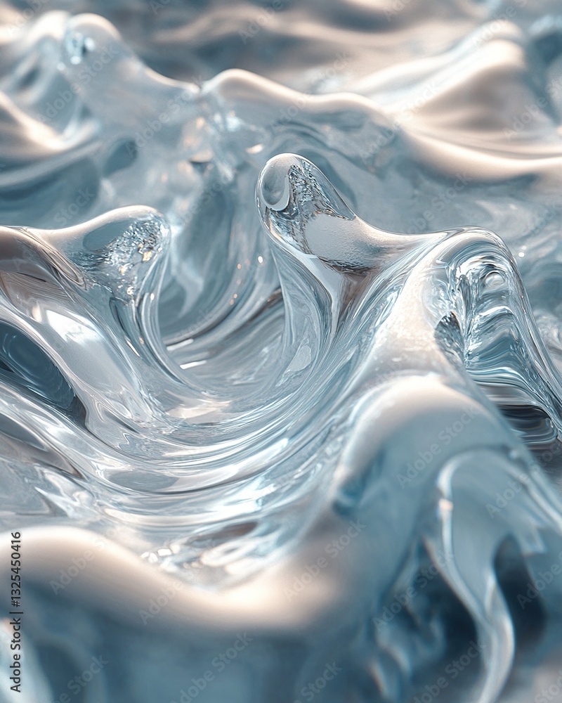 Aufkleber abstract rendering of flowing water with shiny reflective surfaces