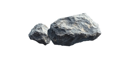 Obraz premium Natural rock and stone fragments on transparent background, cut out. Raw mineral pieces with detailed textures for digital compositing. Perfect for geology, design, and 3D rendering projects