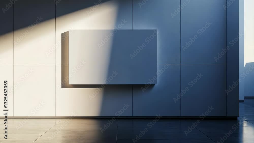 Poster shifting sunlight creating dynamic shadows on modern minimalist wall design