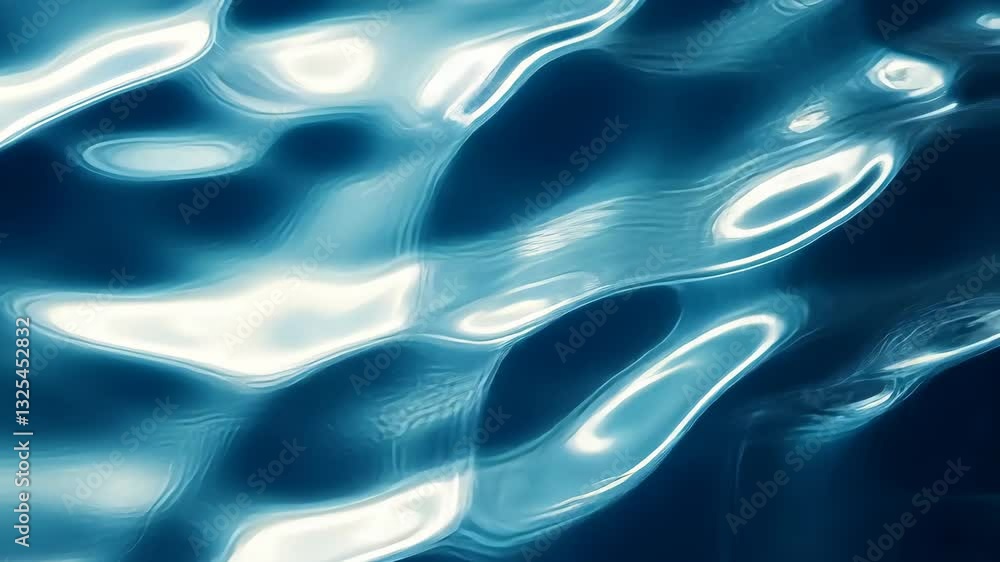 Poster mesmerizing abstract blue liquid wave patterns in rhythmic motion