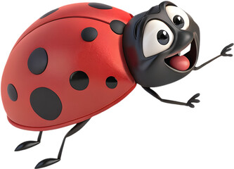Obraz premium The adorable ladybug cartoon character features bright red and black colors, symbolizing luck and nature. 
