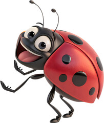 Obraz premium The adorable ladybug cartoon character features bright red and black colors, symbolizing luck and nature. 