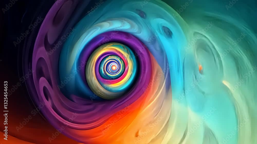 Poster vivid swirling abstract vortex transitioning from chaos to harmony