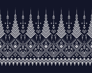 White diamond shaped seamless pattern border on dark blue with swatch for decorations, fabric print, textile texture, and other prints. 