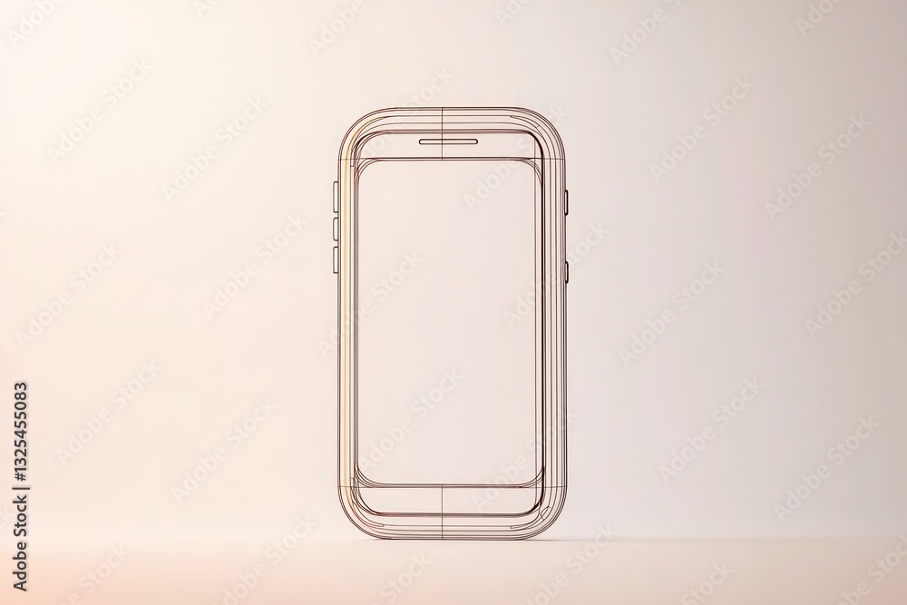 Poster clean and minimal 3d glyph icon of a smartphone for tech designs.