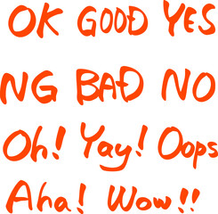 筆書きの英語感嘆語＆Yes・Noセット