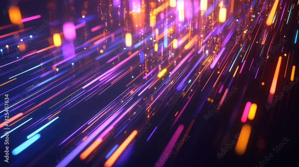 Aufkleber a high-speed data stream visualization with flowing neon streaks.