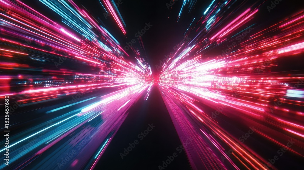 Poster a high-speed data stream visualization with flowing neon streaks.