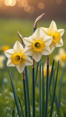 Fototapeta premium Daffodil flowers in the field