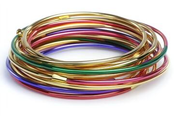 Colorful metal bangles stacked