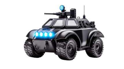 Futuristic Remote-Controlled Vehicle with Tactical Features and LED Lights for Action Scenes