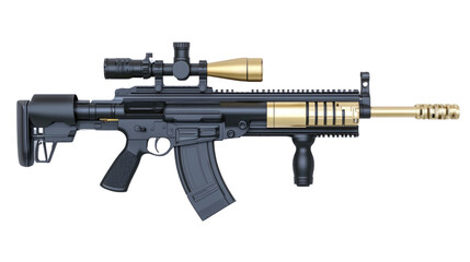 Detailed Illustration of a Modern Sporting Rifle with Scope and Adjustable Stock