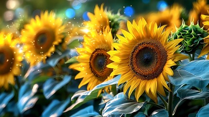 Obraz premium Magical Sunflowers: Summer Bloom - Whimsical/Magical