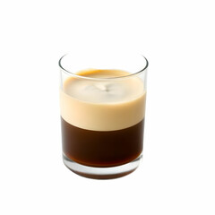 a glass of coffee with cream isolated on the white background
