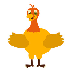 Cartoon Thanksgiving Turkey Illustration. Vector Character Isolated on White Background