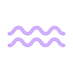 A vibrant neon illustration of the Aquarius zodiac symbol glowing in purple, representing astrology, innovation, independence, and air sign energy