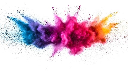 Colorful powder explosion splashes isolated