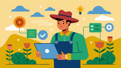 Through the use of AI farmers can create customized crop management plans based on individual field conditions leading to more efficient and effective farming practices.. Vector illustration
