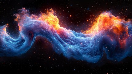 Fototapeta premium A vibrant cosmic nebula swirls through the expansive dark universe