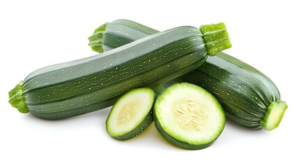 fresh green zucchini with slice isolated